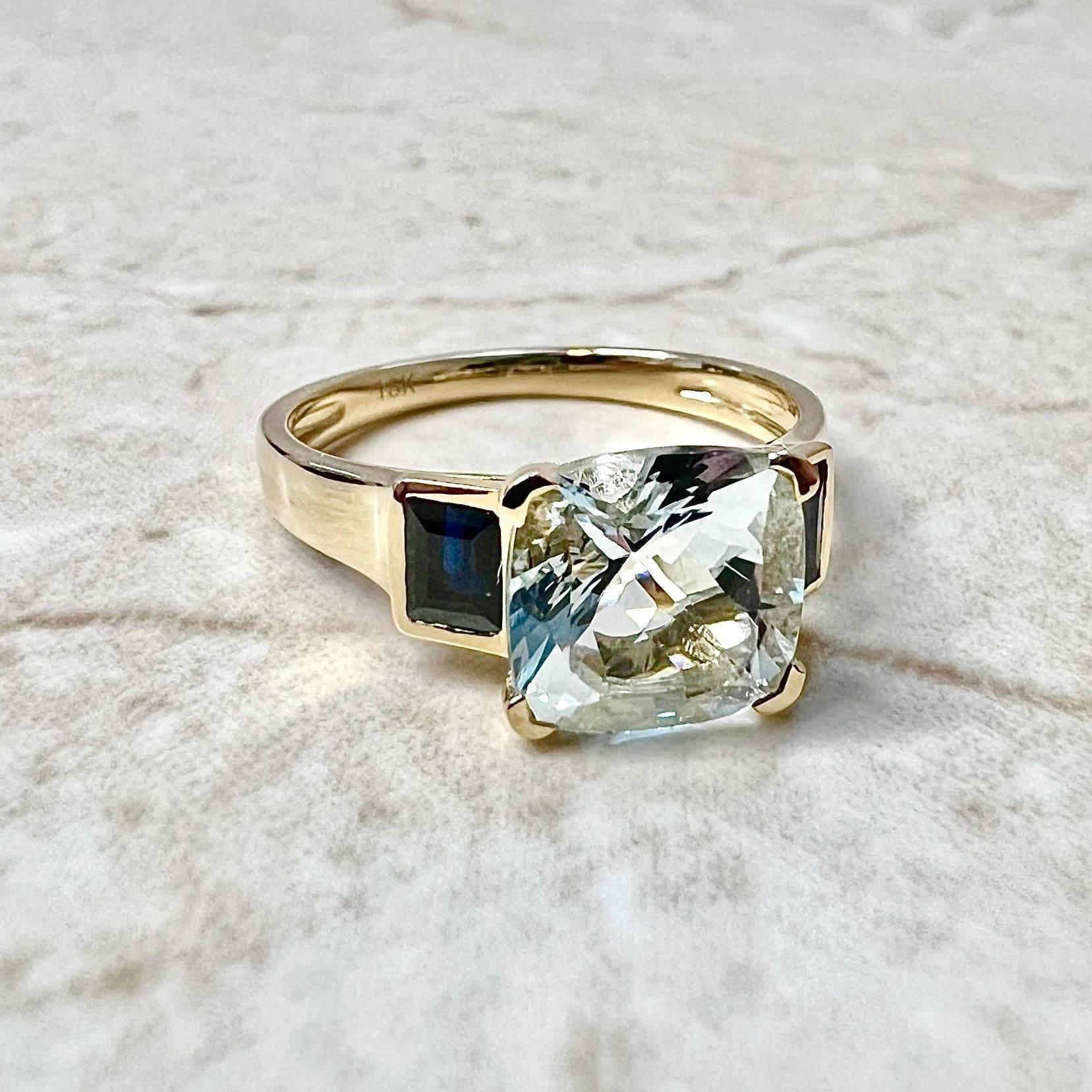 Aquamarine & Diamonds Eye Ring - 14k Yellow Gold – Pavilion